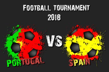 Futbol oyun Portekiz vs İspanya. Futbol Turnuvası maç 2018. Vektör çizim