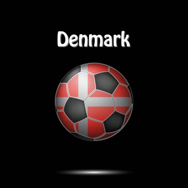 Futbol topu Danimarka bayrağı renklerde boyanmış. Vektör çizim