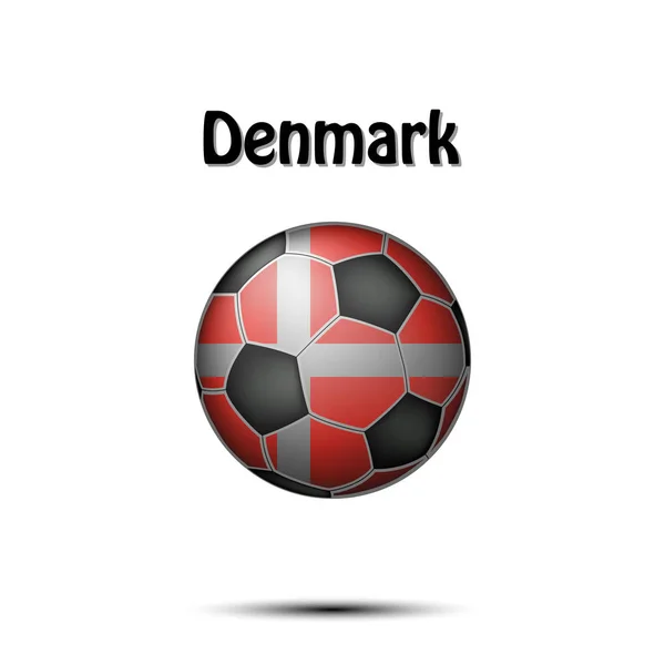Fußball Bemalt Den Farben Der Dänischen Flagge Vektorillustration — Stockvektor