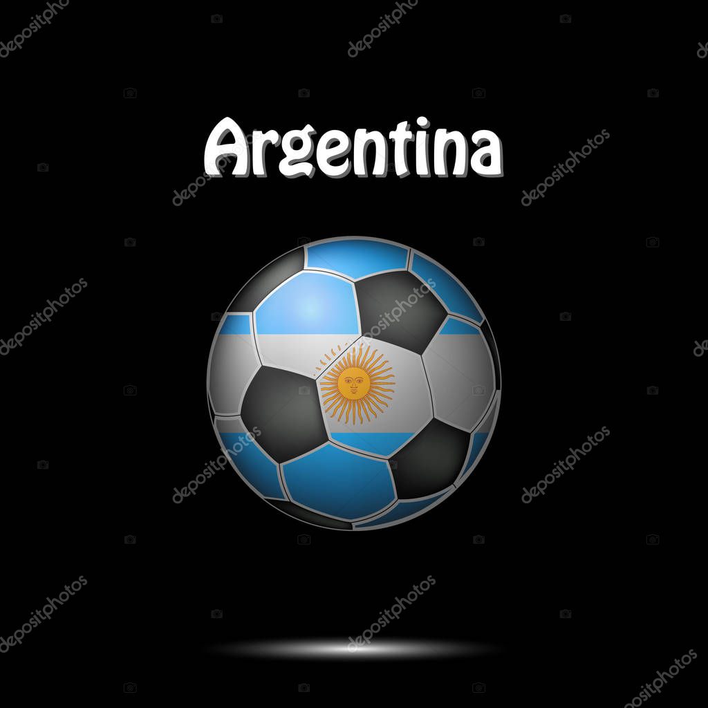 Soccer ball painted in the colors of the Argentina flag. Vector illustration