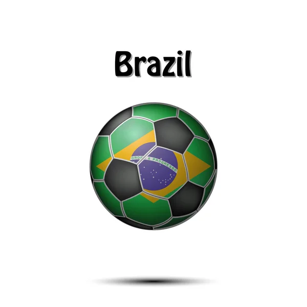 Balón Fútbol Pintado Los Colores Bandera Brasil Ilustración Vectorial — Vector de stock