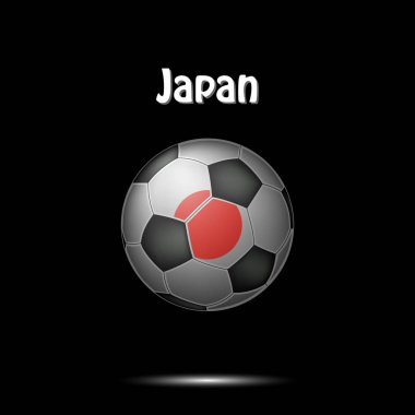 Futbol topu Japonya bayrağı renklerde boyanmış. Vektör çizim