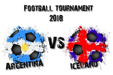 Futbol oyun Arjantin vs İzlanda. Futbol Turnuvası maç 2018. Vektör çizim