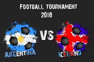 Futbol oyun Arjantin vs İzlanda. Futbol Turnuvası maç 2018. Vektör çizim