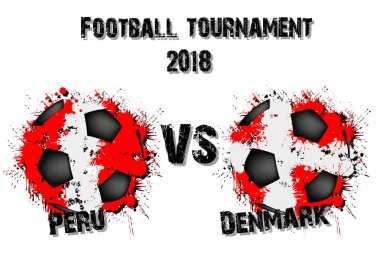 Futbol oyun Peru vs Danimarka. Futbol Turnuvası maç 2018. Vektör çizim