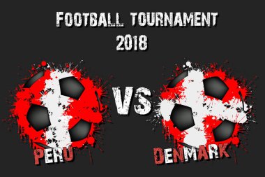 Futbol oyun Peru vs Danimarka. Futbol Turnuvası maç 2018. Vektör çizim