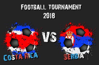 Futbol oyun Kosta Rika vs Sırbistan. Futbol Turnuvası maç 2018. Vektör çizim
