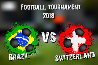 Futbol oyun Brezilya vs İsviçre. Futbol Turnuvası maç 2018. Vektör çizim