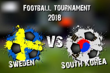 Futbol oyun İsveç vs Güney Kore. Futbol Turnuvası maç 2018. Vektör çizim