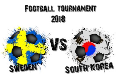 Futbol oyun İsveç vs Güney Kore. Futbol Turnuvası maç 2018. Vektör çizim