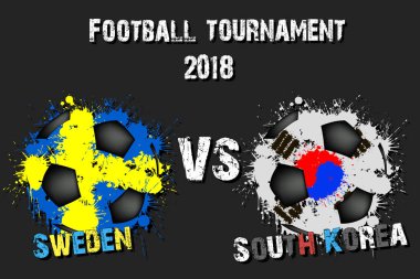 Futbol oyun İsveç vs Güney Kore. Futbol Turnuvası maç 2018. Vektör çizim