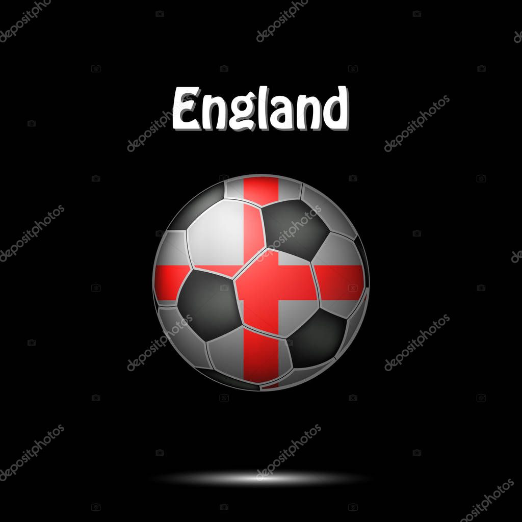 Soccer ball painted in the colors of the England flag. Vector illustration