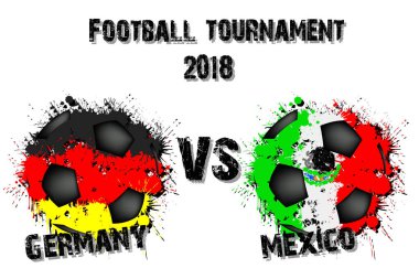 Futbol oyun Almanya vs Meksika. Futbol Turnuvası maç 2018. Vektör çizim