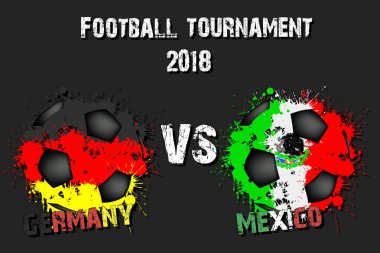 Futbol oyun Almanya vs Meksika. Futbol Turnuvası maç 2018. Vektör çizim