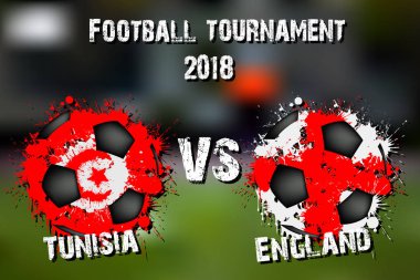 Futbol oyun Tunus vs İngiltere'de. Futbol Turnuvası maç 2018. Vektör çizim