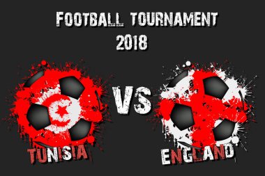 Futbol oyun Tunus vs İngiltere'de. Futbol Turnuvası maç 2018. Vektör çizim