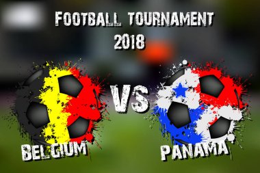 Futbol oyun Belçika vs Panama. Futbol Turnuvası maç 2018. Vektör çizim