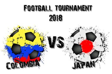 Futbol oyun Kolombiya vs Japonya. Futbol Turnuvası maç 2018. Vektör çizim