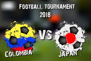 Futbol oyun Kolombiya vs Japonya. Futbol Turnuvası maç 2018. Vektör çizim