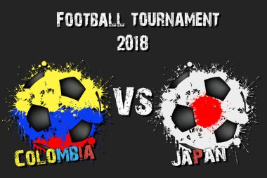 Futbol oyun Kolombiya vs Japonya. Futbol Turnuvası maç 2018. Vektör çizim