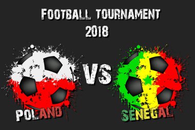 Futbol oyun Polonya vs Senegal. Futbol Turnuvası maç 2018. Vektör çizim