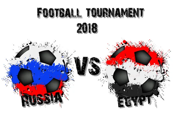 Soccer Game Russia Egypt Football Tournament Match 2018 Vector Illustration — Stock Vector