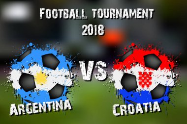 Futbol oyun Arjantin vs Hırvatistan. Futbol Turnuvası maç 2018. Vektör çizim