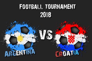 Futbol oyun Arjantin vs Hırvatistan. Futbol Turnuvası maç 2018. Vektör çizim