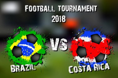 Futbol oyun Brezilya vs Kosta Rika. Futbol Turnuvası maç 2018. Vektör çizim