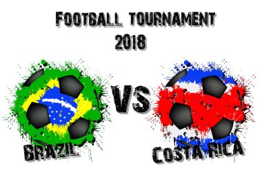 Futbol oyun Brezilya vs Kosta Rika. Futbol Turnuvası maç 2018. Vektör çizim