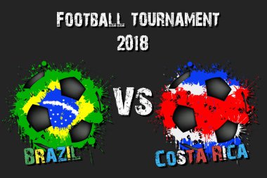 Futbol oyun Brezilya vs Kosta Rika. Futbol Turnuvası maç 2018. Vektör çizim