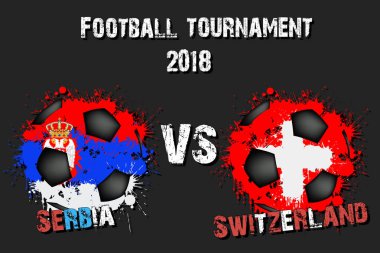 Futbol oyun Sırbistan rakip İsviçre. Futbol Turnuvası maç 2018. Vektör çizim