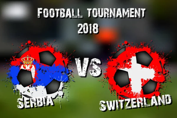 Futbol oyun Sırbistan rakip İsviçre. Futbol Turnuvası maç 2018. Vektör çizim
