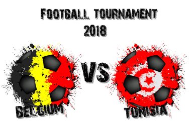 Futbol oyun Belçika vs Tunus. Futbol Turnuvası maç 2018. Vektör çizim