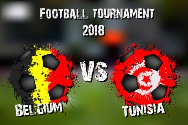 Futbol oyun Belçika vs Tunus. Futbol Turnuvası maç 2018. Vektör çizim