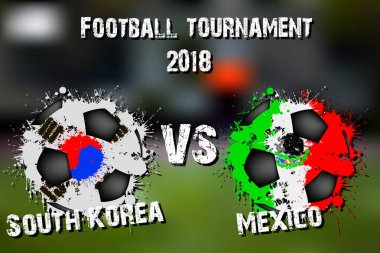 Futbol oyun Güney Kore vs Meksika. Futbol Turnuvası maç 2018. Vektör çizim