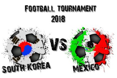 Futbol oyun Güney Kore vs Meksika. Futbol Turnuvası maç 2018. Vektör çizim