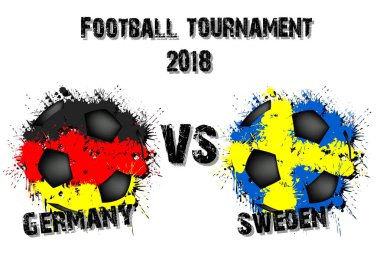 Futbol oyun Almanya vs İsveç. Futbol Turnuvası maç 2018. Vektör çizim