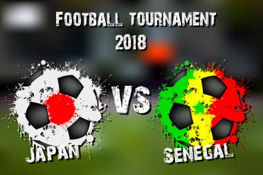 Futbol oyun Japonya vs Senegal. Futbol Turnuvası maç 2018. Vektör çizim