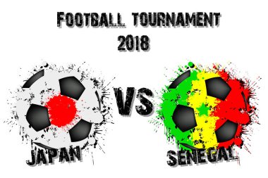 Futbol oyun Japonya vs Senegal. Futbol Turnuvası maç 2018. Vektör çizim