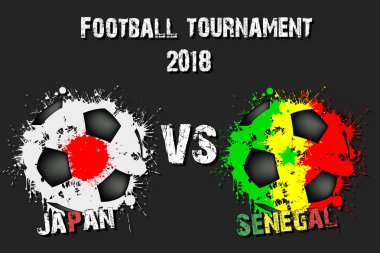 Futbol oyun Japonya vs Senegal. Futbol Turnuvası maç 2018. Vektör çizim