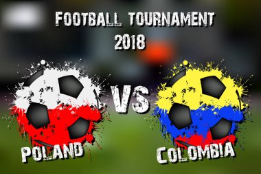 Futbol oyun Polonya vs Kolombiya. Futbol Turnuvası maç 2018. Vektör çizim