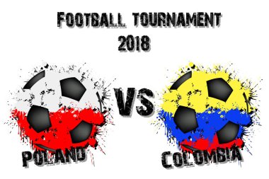 Futbol oyun Polonya vs Kolombiya. Futbol Turnuvası maç 2018. Vektör çizim