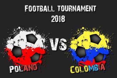 Futbol oyun Polonya vs Kolombiya. Futbol Turnuvası maç 2018. Vektör çizim