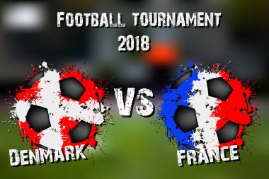 Futbol oyun Danimarka – Fransa. Futbol Turnuvası maç 2018. Vektör çizim