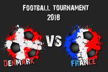 Futbol oyun Danimarka – Fransa. Futbol Turnuvası maç 2018. Vektör çizim