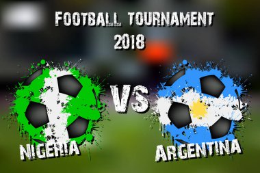 Futbol oyun Nijerya vs Arjantin. Futbol Turnuvası maç 2018. Vektör çizim