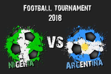 Futbol oyun Nijerya vs Arjantin. Futbol Turnuvası maç 2018. Vektör çizim