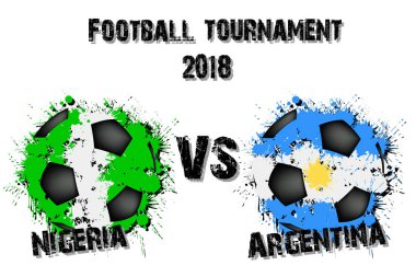 Futbol oyun Nijerya vs Arjantin. Futbol Turnuvası maç 2018. Vektör çizim