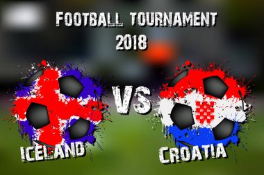 Futbol oyun İzlanda vs Hırvatistan. Futbol Turnuvası maç 2018. Vektör çizim